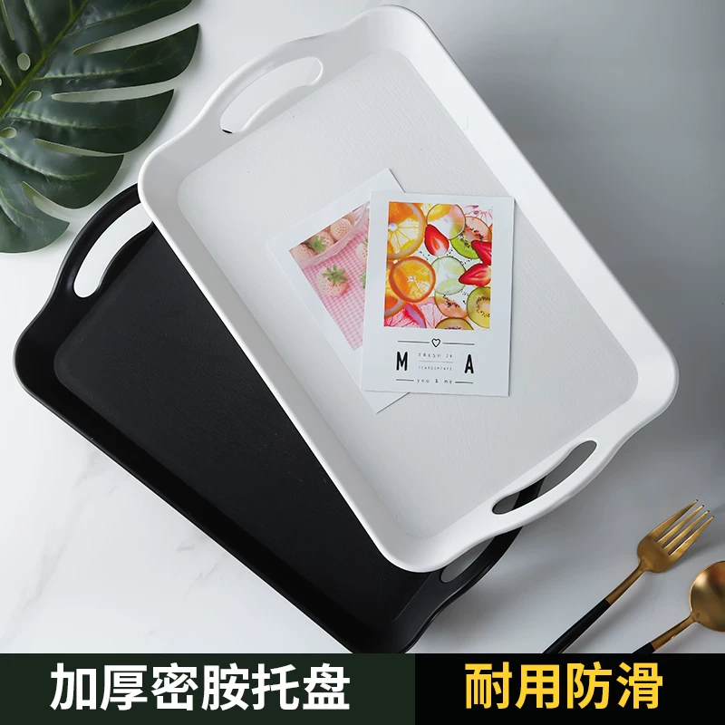 Khay nhựa hình chữ nhật dùng cho thương mại và gia đình, thích hợp để đựng tách trà, cốc nước, bánh ngọt kiểu Bắc Âu và khay đựng bánh bao.