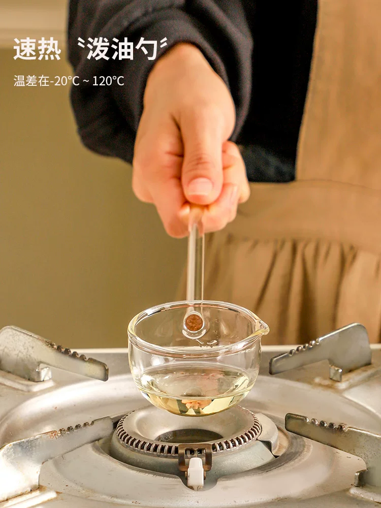 Thìa có tay cầm dài bằng thủy tinh borosilicate chịu nhiệt dùng trong gia đình, thìa khuấy món tráng miệng trong suốt, thìa nấu trà rượu nóng, thìa gia vị.