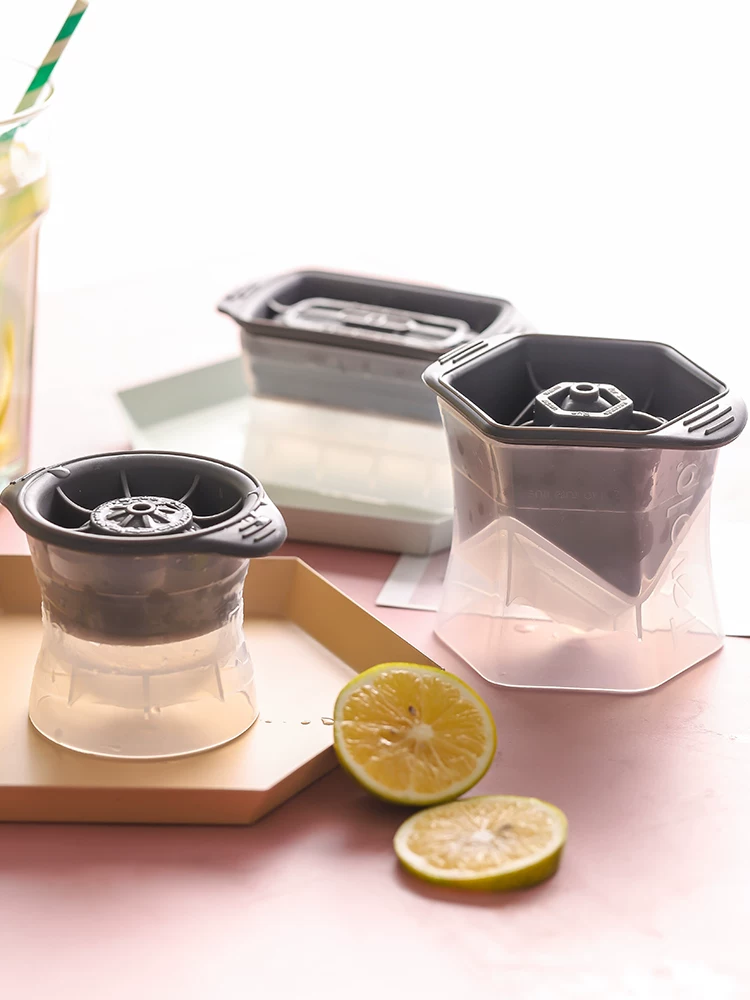 Khuôn làm đá viên whisky khay làm đá silicon lớn hộp làm đá sáng tạo có nắp đậy khuôn làm đá viên hình cầu nhanh chóng tháo rời