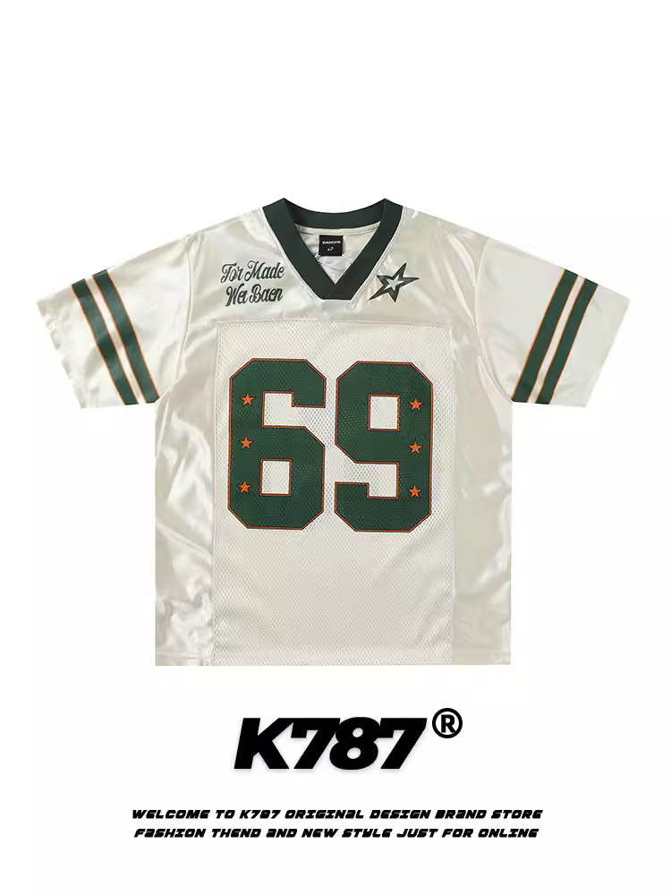 K787 Áo thể thao cổ điển kiểu Mỹ unisex blokecore đường phố đa năng áo thun ngắn tay dáng rộng