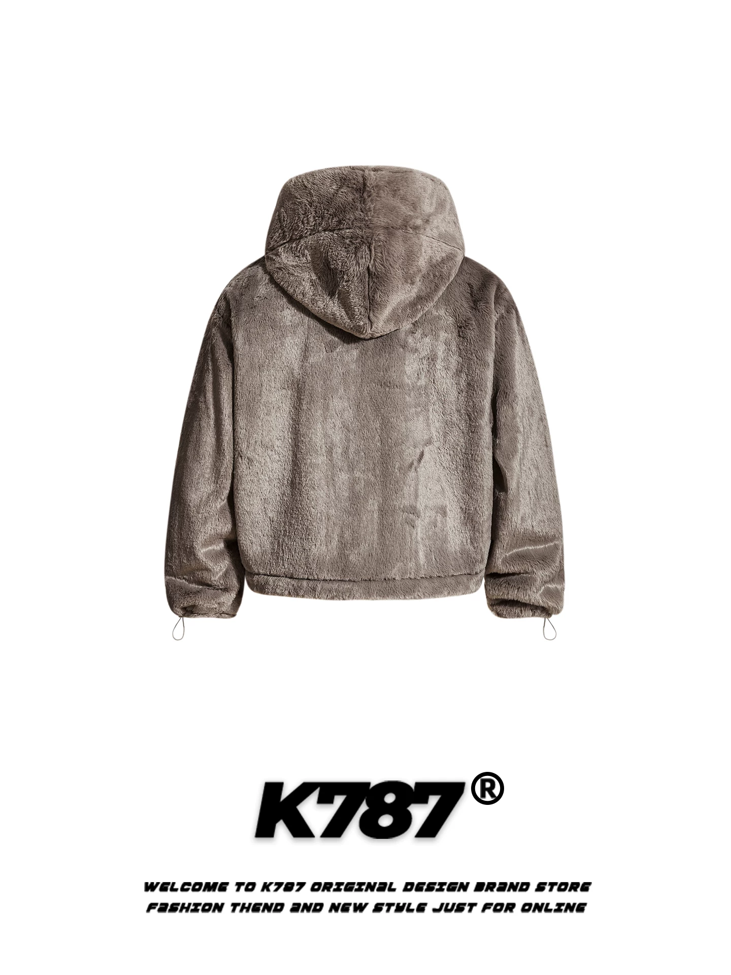 Áo khoác cotton có mũ trùm đầu hình tai thỏ lông thú phong cách đường phố Mỹ K787 dành cho nam và nữ, phong cách ngọt ngào và cá tính, lót lông cừu, áo khoác có khóa kéo ấm áp cho mùa đông.