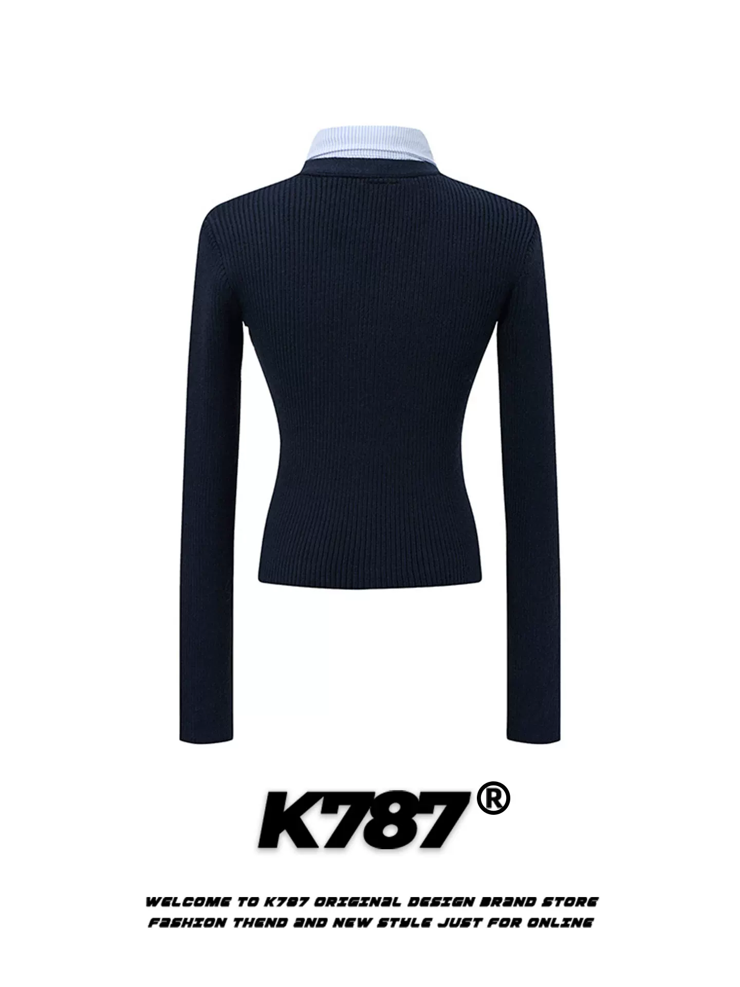 K787 Áo len dệt kim giả hai mảnh thêu phong cách Hàn Quốc ngọt ngào và cay cay dành cho nữ, dáng ôm, áo len cardigan ngắn gợi cảm