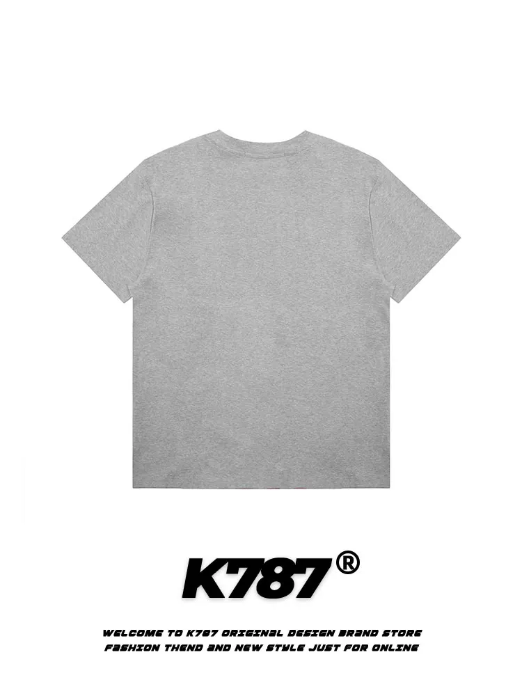 K787 Áo thun ngắn tay in chữ cổ điển kiểu Mỹ vui nhộn unisex thiết kế theo phong cách cleanfit