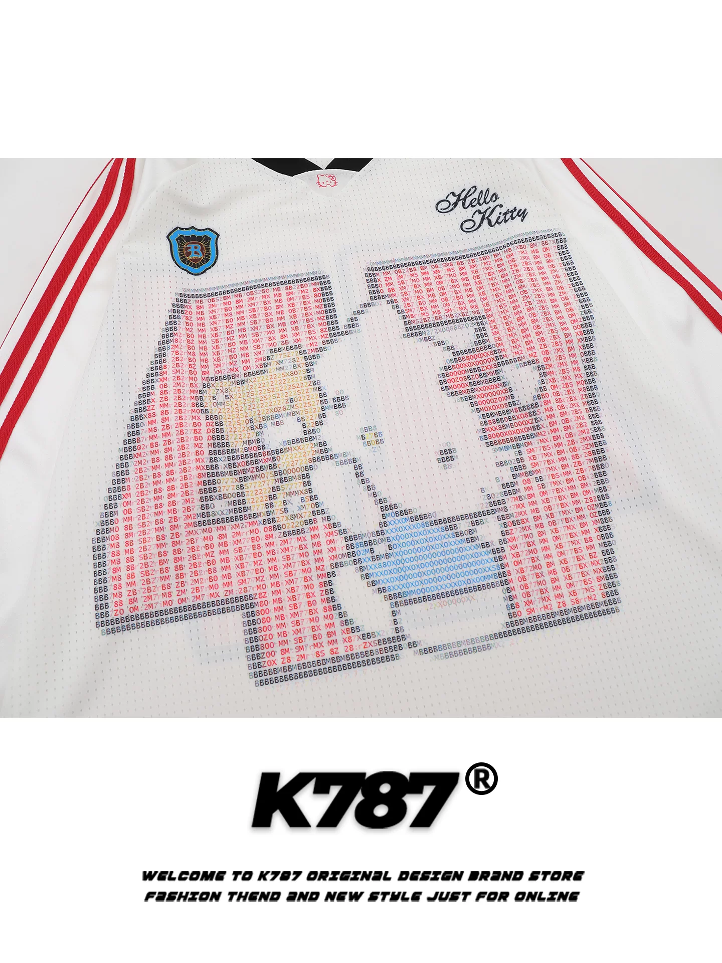 Áo thun dài tay K787 phong cách hoạt hình retro Mỹ hình mèo Kitty dành cho nam và nữ, kiểu dáng thể thao rộng rãi phối màu, chất liệu thoáng khí