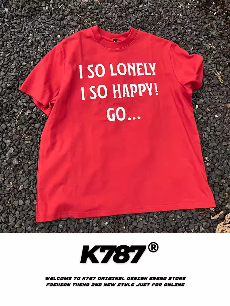 K787 Áo thun ngắn tay kiểu dáng cổ điển kiểu Mỹ cleanfit unisex đường phố giản dị đa năng áo thun ngắn tay vừa vặn