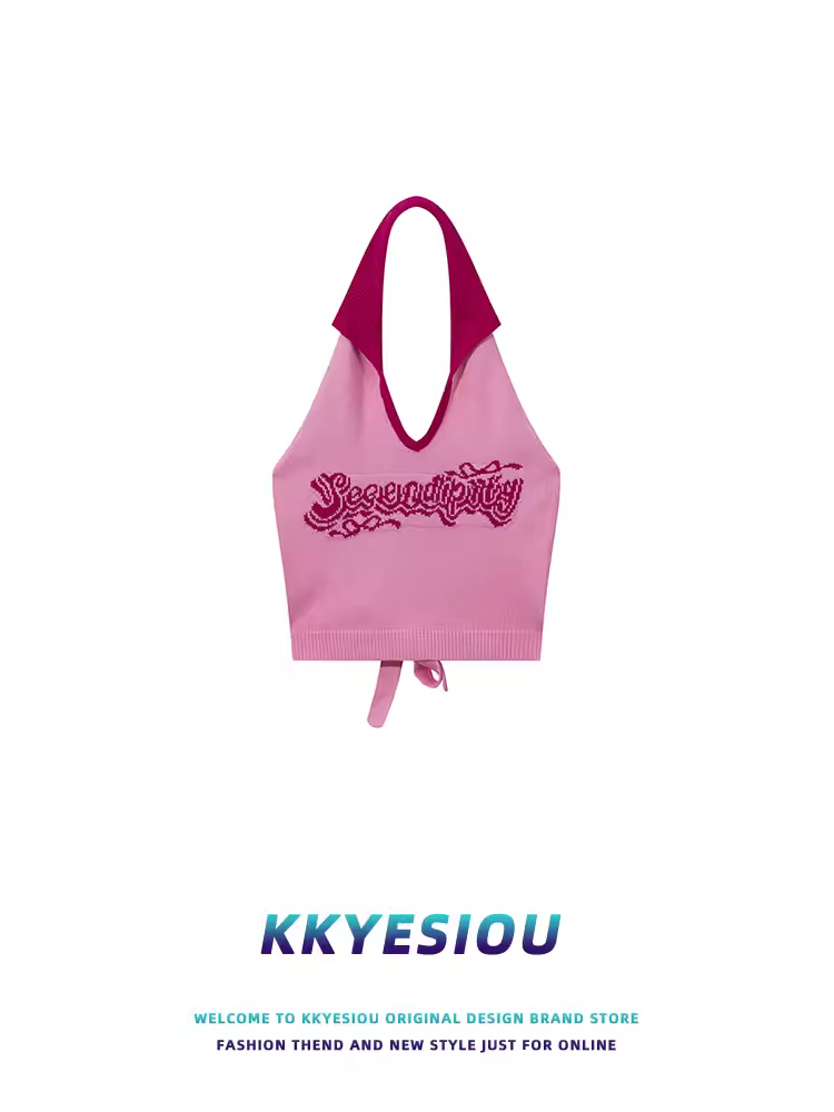 Áo thun nữ kiểu dáng gợi cảm KKyesiou, thiết kế lưng trần, ngắn, đa năng, cổ trụ, dệt kim, không tay