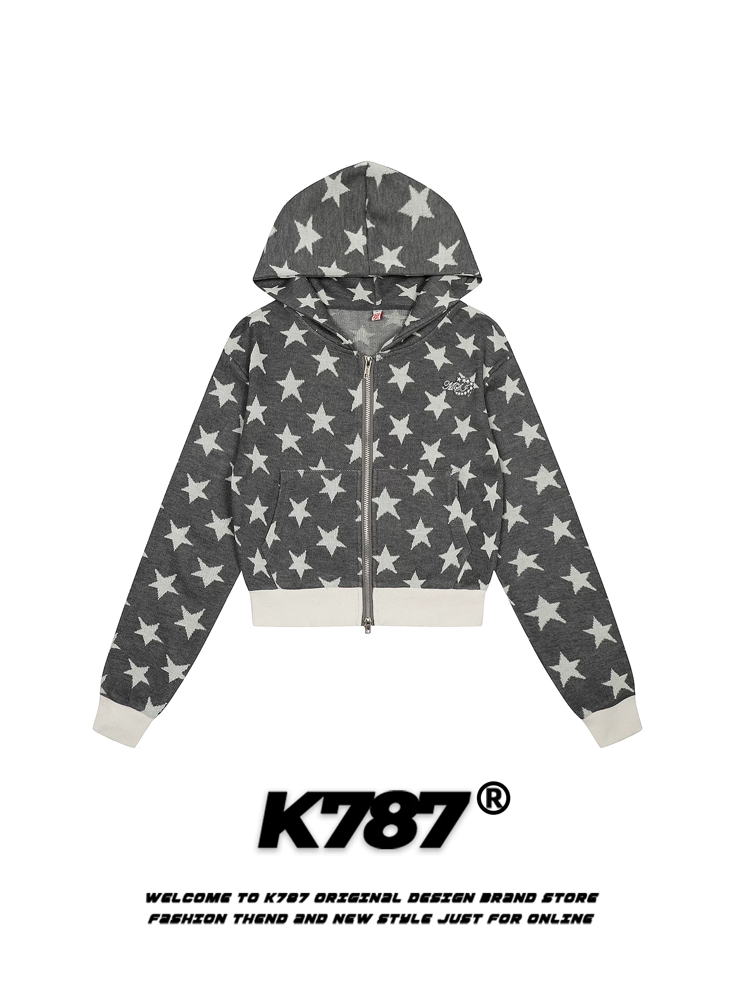Áo khoác cardigan có mũ trùm đầu kiểu Mỹ cổ điển, họa tiết chấm bi phối màu, dành cho nữ, phong cách giản dị, ngọt ngào và cá tính, kiểu áo khoác ngắn.