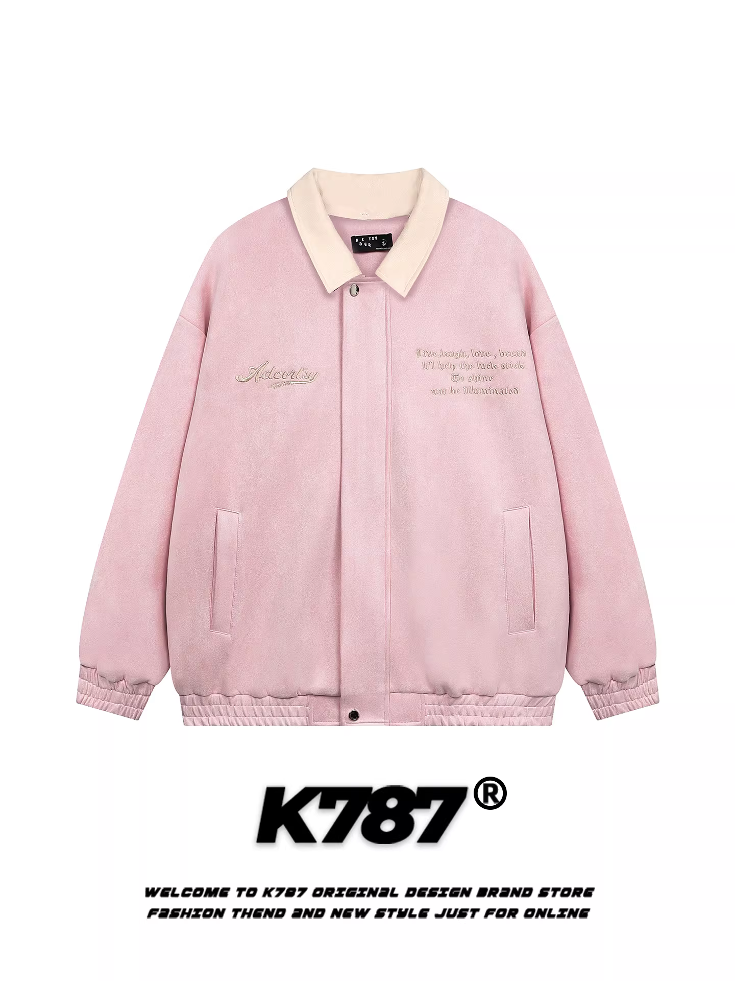 Áo khoác bóng chày cổ áo rời kiểu Mỹ cổ điển K787 dành cho nam và nữ, chất liệu da lộn, dáng rộng, phong cách thường ngày, hợp thời trang, áo khoác đôi dành cho mùa thu