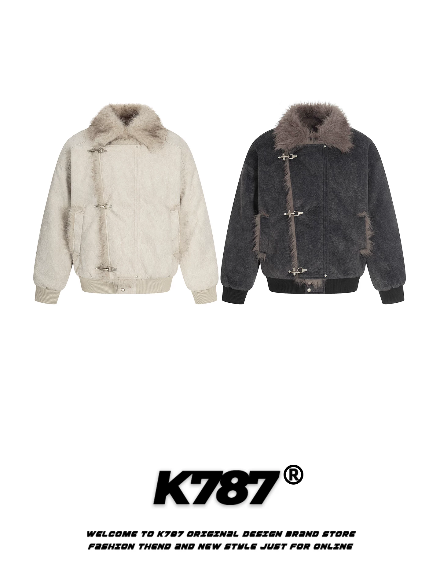 Áo khoác cotton có cổ khắc núi theo phong cách quốc gia K787 dành cho nam và nữ, dáng rộng, ấm áp, dày dặn, áo khoác cotton thông thường dành cho cặp đôi trong mùa đông.
