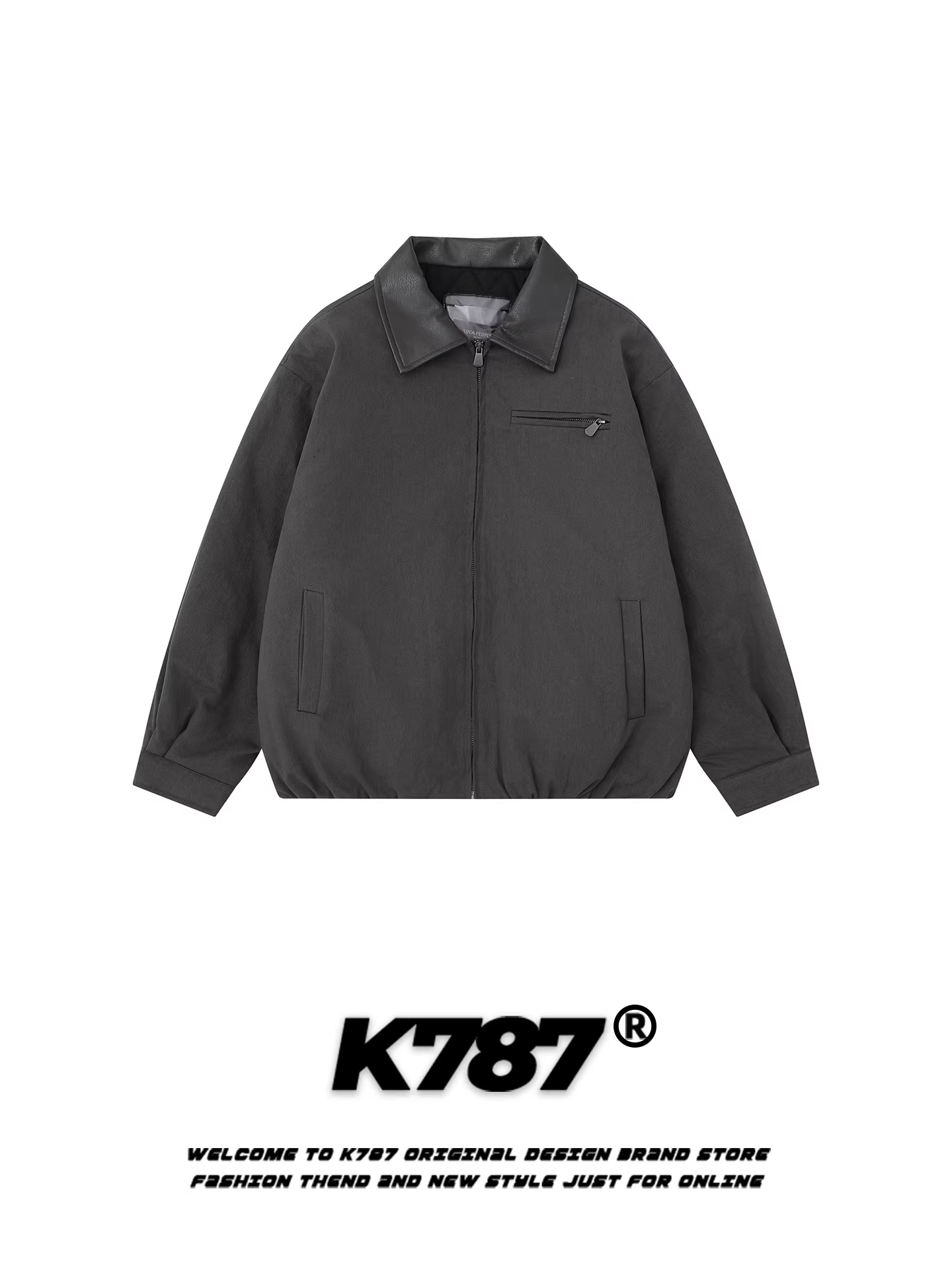 Áo khoác cotton có cổ bằng da PU kiểu cổ điển Mỹ K787 dành cho nam và nữ, áo khoác cotton ấm áp, dáng rộng, phong cách giản dị, hợp thời trang dành cho cặp đôi.