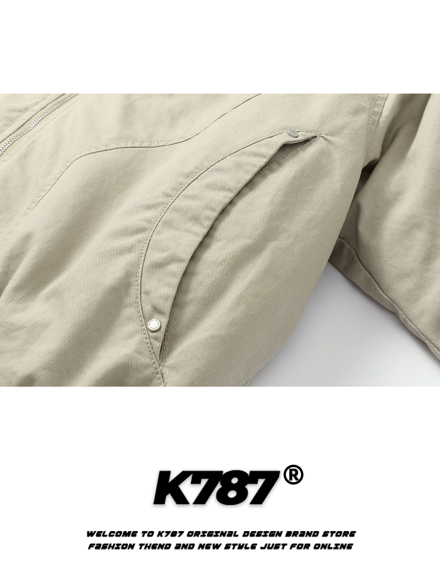 Áo khoác cotton cổ đứng kiểu retro Mỹ K787 dành cho nam và nữ, áo khoác cotton dày dặn có khóa kéo màu trơn được thiết kế đơn giản.