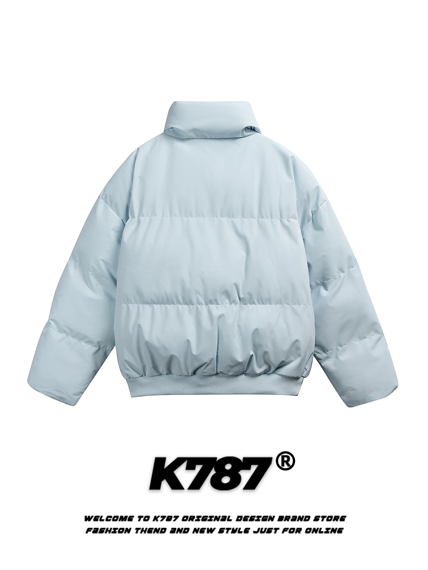 Áo khoác cotton cổ đứng màu trơn đơn giản kiểu Mỹ K787 dành cho nam và nữ, dáng rộng, dày dặn, ấm áp, áo khoác cotton cặp đôi thương hiệu hợp thời trang.