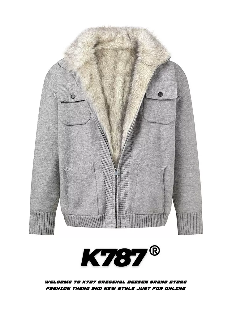 Áo khoác cotton kiểu dáng giản dị cleanfit phong cách Trung Quốc K787 dành cho nam và nữ, áo khoác dày bằng len cừu giả.