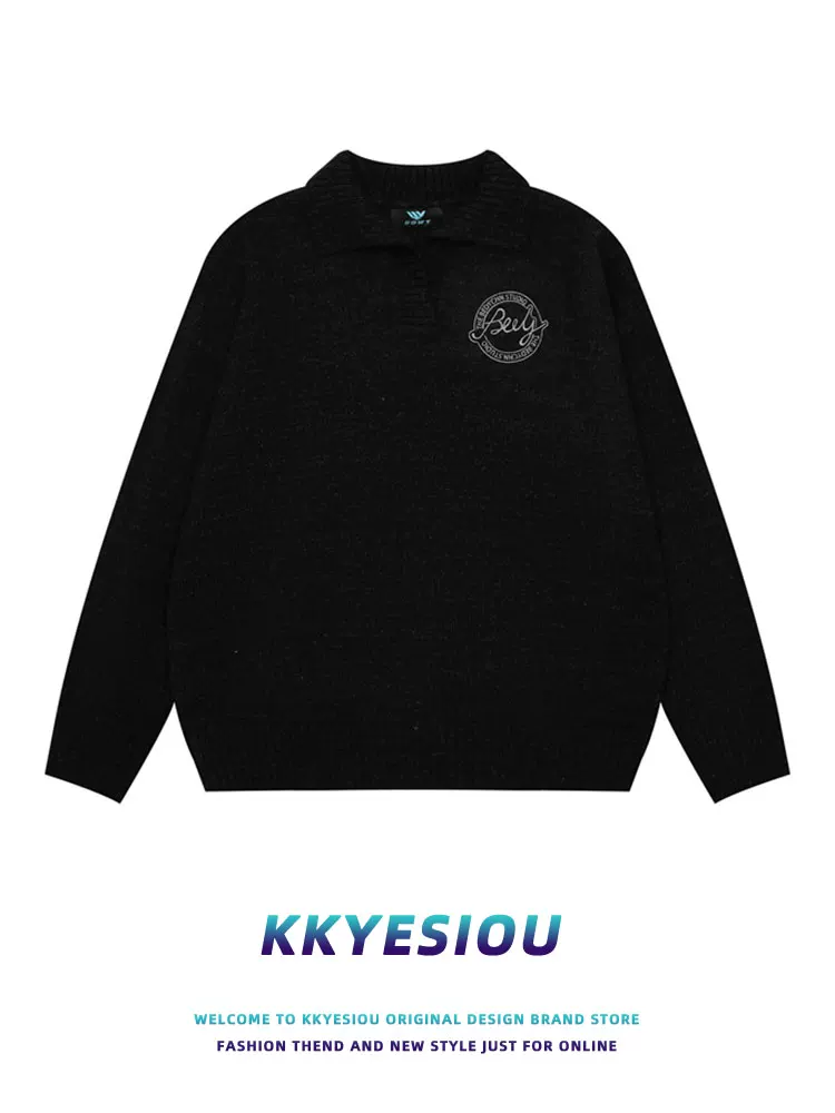 Áo len dệt kim đa năng phong cách Nhật Bản KKyesiou, kiểu dáng cổ trụ, unisex, màu trơn, mùa thu đông, áo khoác cặp đôi