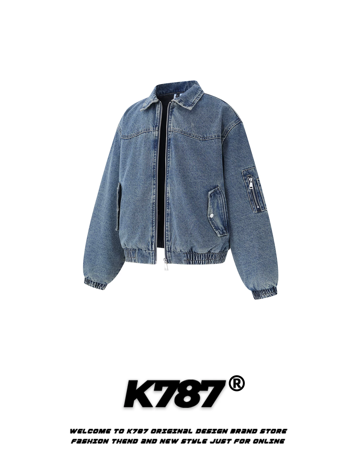 Áo khoác denim cotton cổ điển kiểu Mỹ K787, đã qua xử lý làm mềm, dành cho nam và nữ, thương hiệu thời thượng, ấm áp và dày dặn, phong cách và cá tính.
