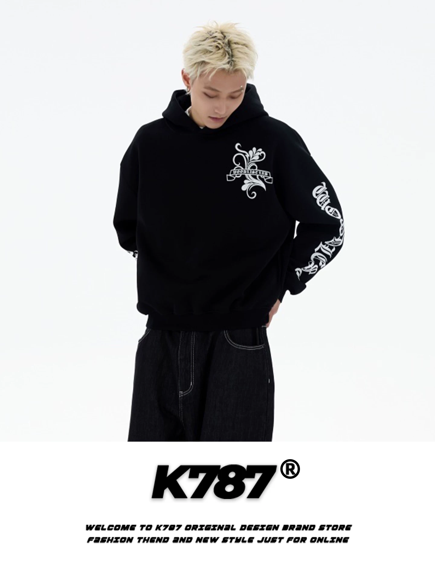 Áo hoodie in phong cách đường phố Gothic Mỹ K787, in chữ, dành cho nam và nữ, thời trang, cá tính, áo khoác cặp đôi hợp thời trang.