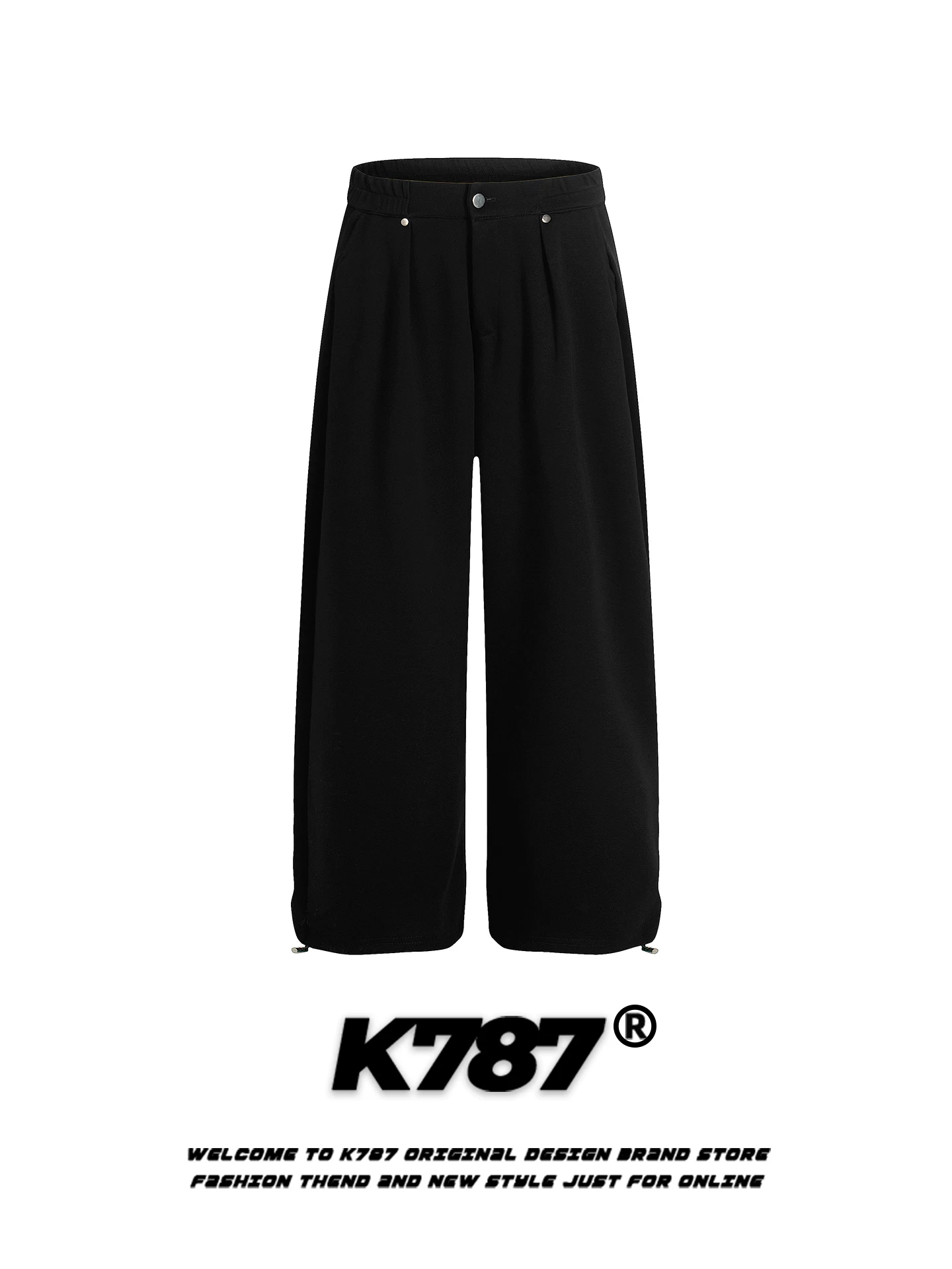 Quần thể thao unisex K787 kiểu Mỹ, xếp ly đơn giản, chất liệu mềm mại, dáng rộng, thoải mái, phong cách thể thao, thiết kế ôm dáng.