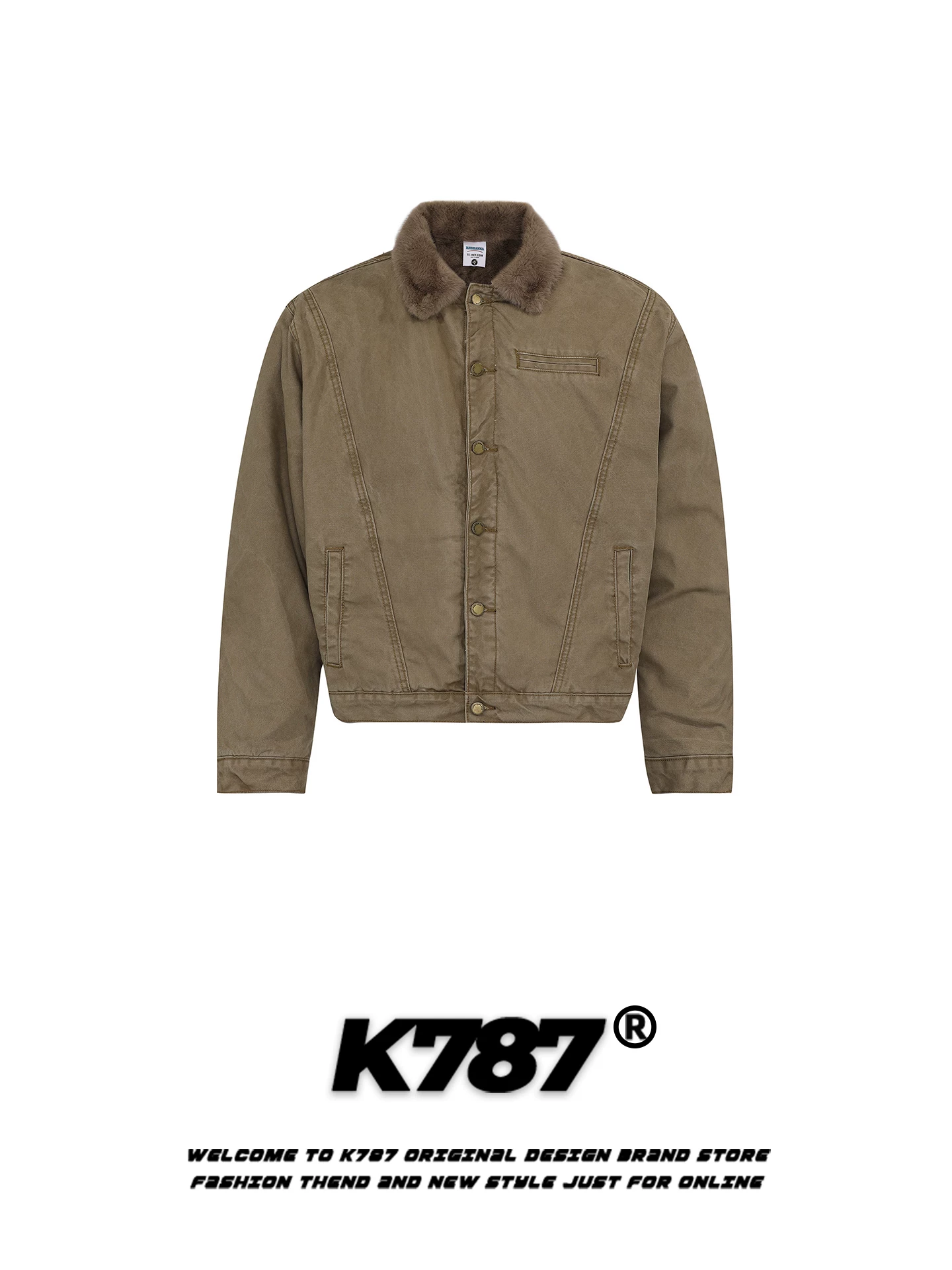 Áo khoác cotton dày cổ lông cổ điển Mỹ K787 dành cho nam và nữ, áo khoác denim dày kiểu phi công MA1