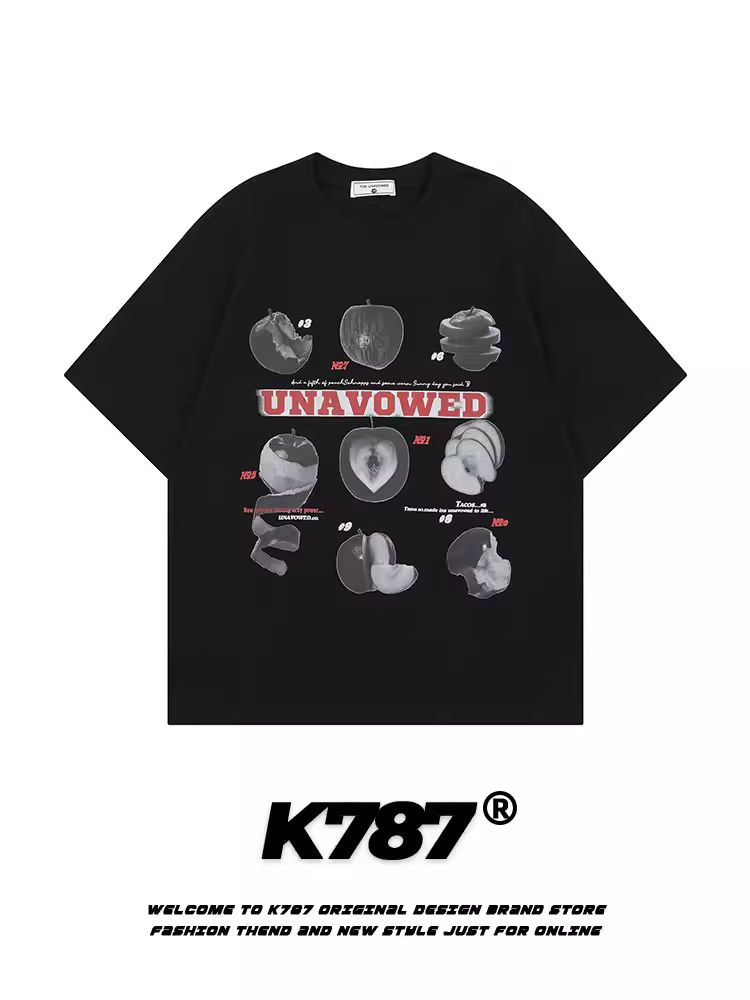 Áo thun ngắn tay kiểu Mỹ cổ điển K787 dành cho nam và nữ, phong cách lười biếng, áo đôi mùa hè 2025