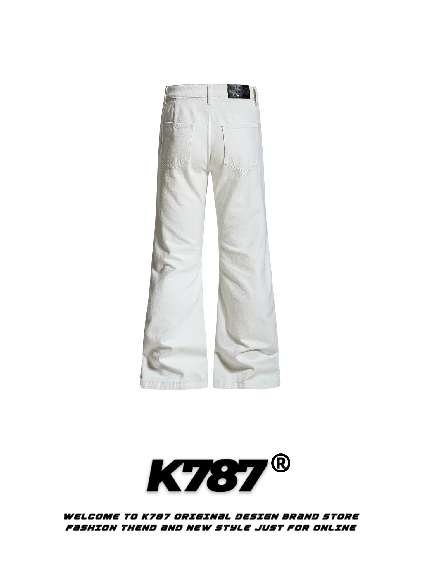 Quần âu rộng thùng thình thêu ngựa chiến cổ điển Mỹ K787, unisex, lưng cao, thời trang, tôn dáng, dài chấm đất