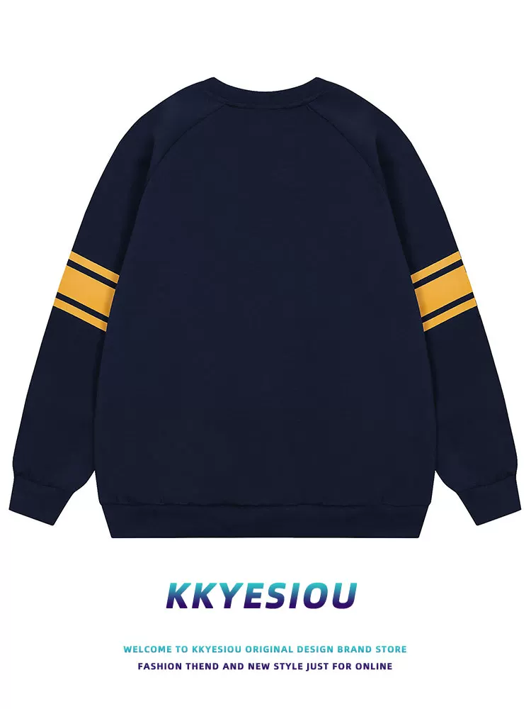 KKyesiou Mỹ retro hợp thời trang thương hiệu 68 chữ cái thể thao cặp đôi áo unisex áo thun dài tay quá khổ mùa thu