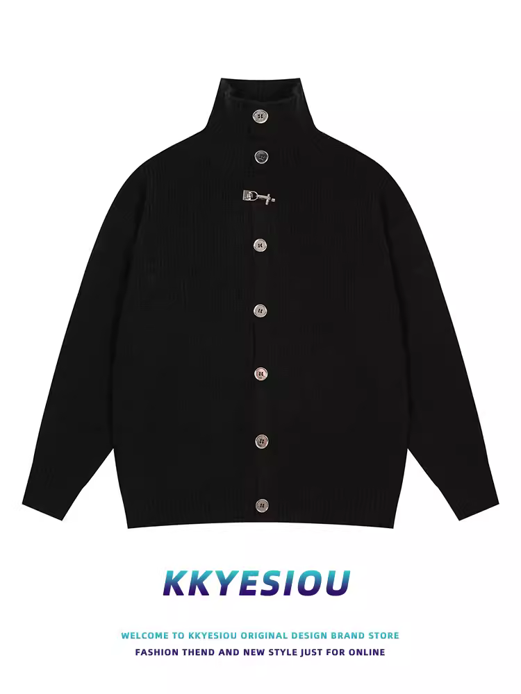 Áo len cổ lọ unisex phong cách preppy, thời trang retro Mỹ, đa năng, phong cách đường phố, áo khoác len giản dị.