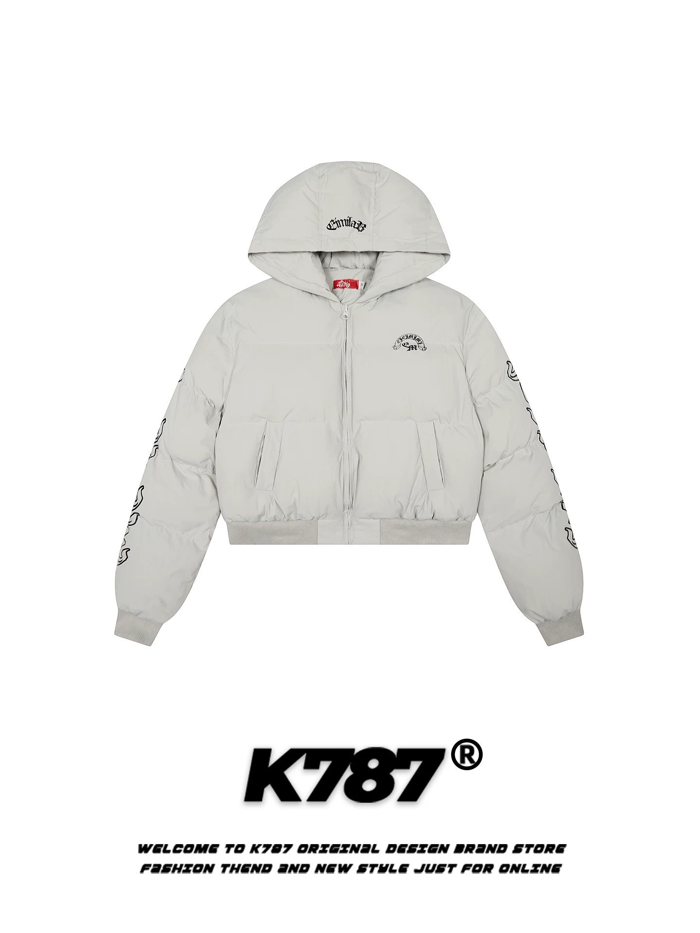 Áo khoác cotton dày dặn phong cách retro Mỹ K787 dành cho nữ, kiểu dáng nhẹ nhàng, trẻ trung, ôm eo, áo khoác phao có mũ, áo khoác cotton mùa đông.