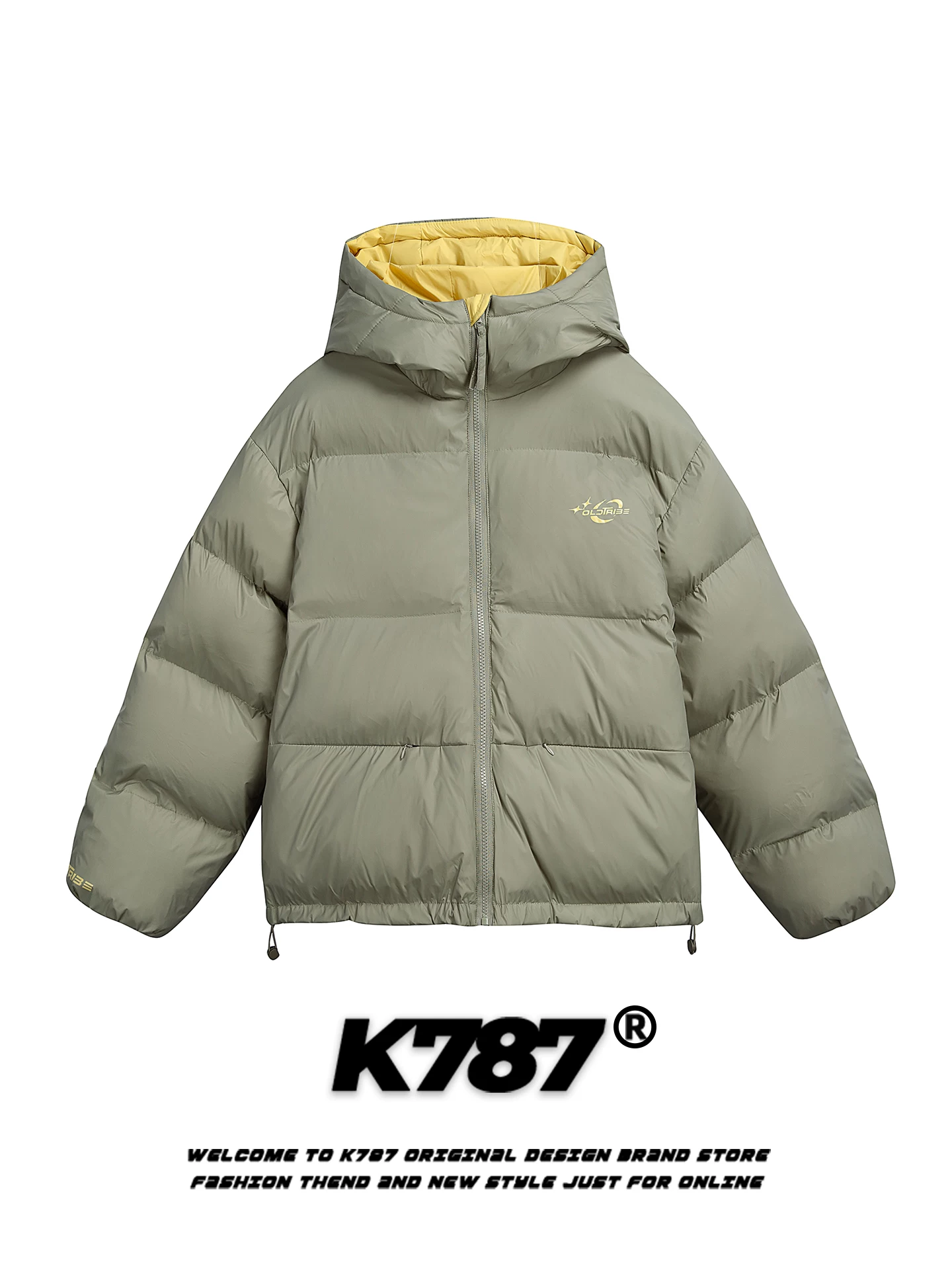 Áo khoác cotton có mũ trùm đầu màu trơn đơn giản kiểu Mỹ K787 dành cho nam và nữ, áo khoác phao dày dặn ấm áp dành cho cặp đôi mùa đông.