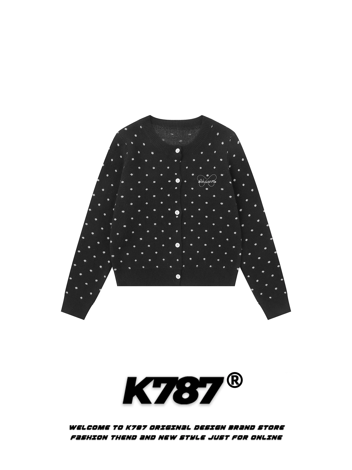 Áo len cardigan cổ tròn họa tiết sóng lười kiểu Mỹ K787 dành cho nữ, mặc đi làm thường ngày, ấm áp, tôn dáng, áo khoác ngắn dệt kim