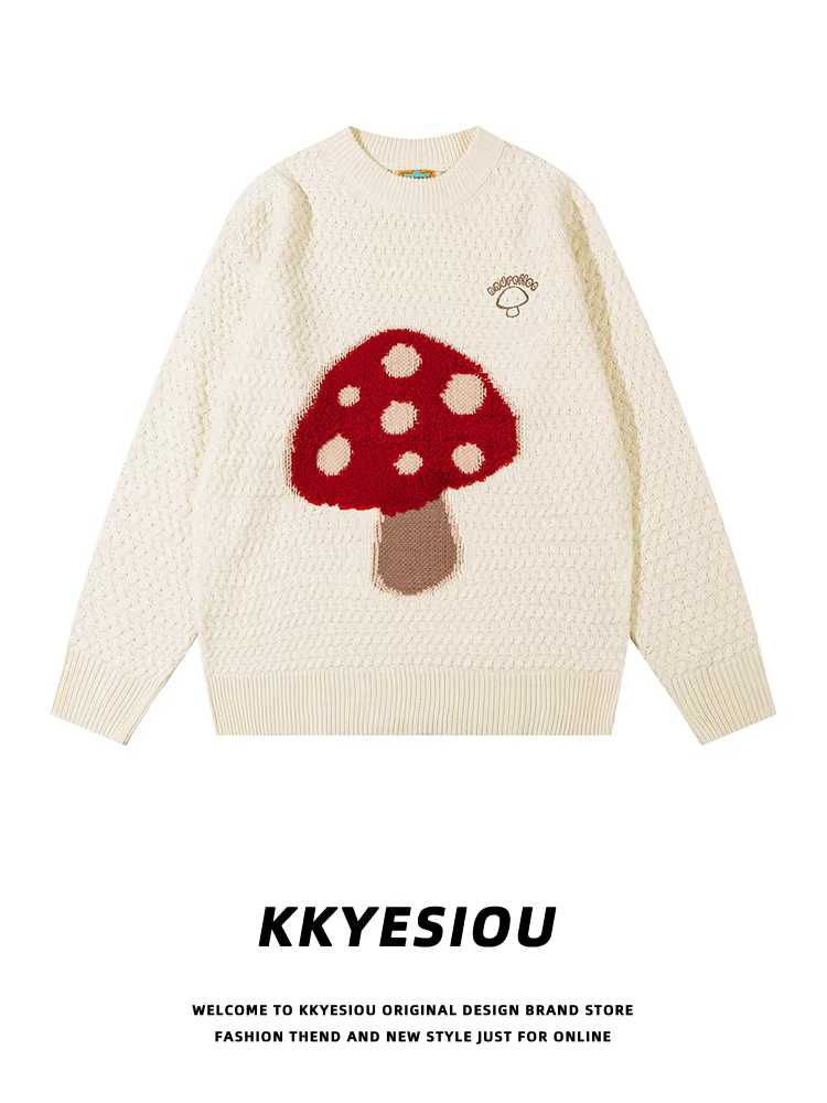 KKyesiou Áo len cặp đôi kiểu Nhật Bản vui nhộn kiểu Nhật Bản áo len dệt kim unisex phong cách đại học áo khoác len dáng rộng thông thường