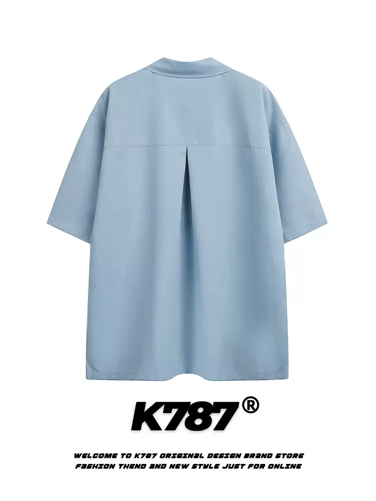 K787 Áo sơ mi ngắn tay in chữ theo xu hướng quốc gia cổ điển của Mỹ dành cho nam và nữ, phong cách đường phố, phong cách vui nhộn và lười biếng, áo cardigan nửa tay cho mùa hè.
