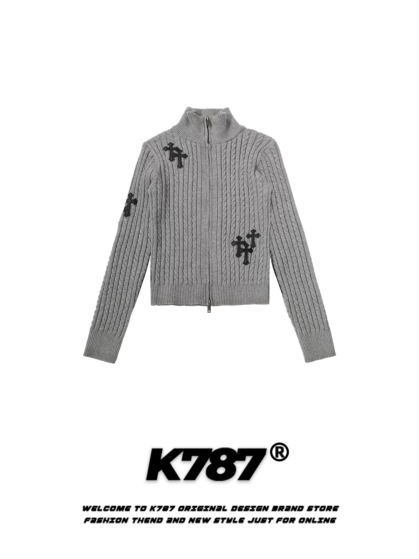 Áo len cardigan kiểu dáng đường phố Mỹ K787 dành cho nữ, ôm dáng, phong cách lười biếng, áo khoác dệt kim ấm áp