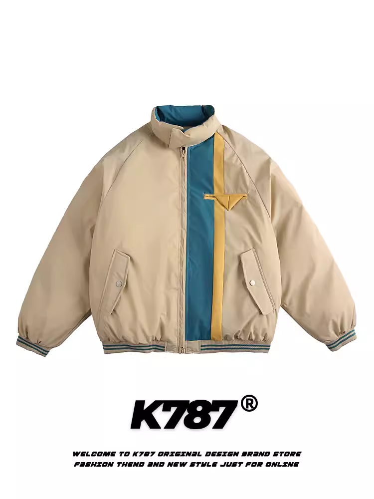 Áo khoác cotton dày dặn kiểu cổ điển Trung Hoa K787 dành cho nam và nữ, thiết kế phối màu mùa đông 2024, áo khoác cotton đôi