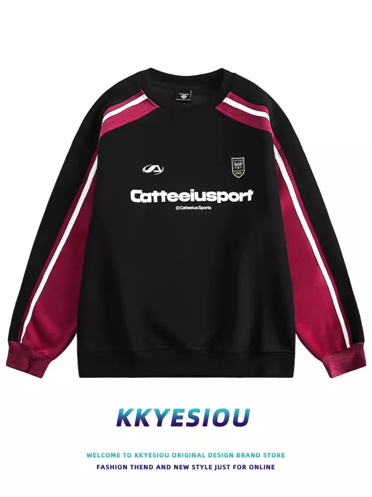 Áo khoác thể thao phong cách retro Mỹ KKyesiou, kiểu dáng đường phố, unisex, rộng rãi, dành cho cặp đôi, mùa thu