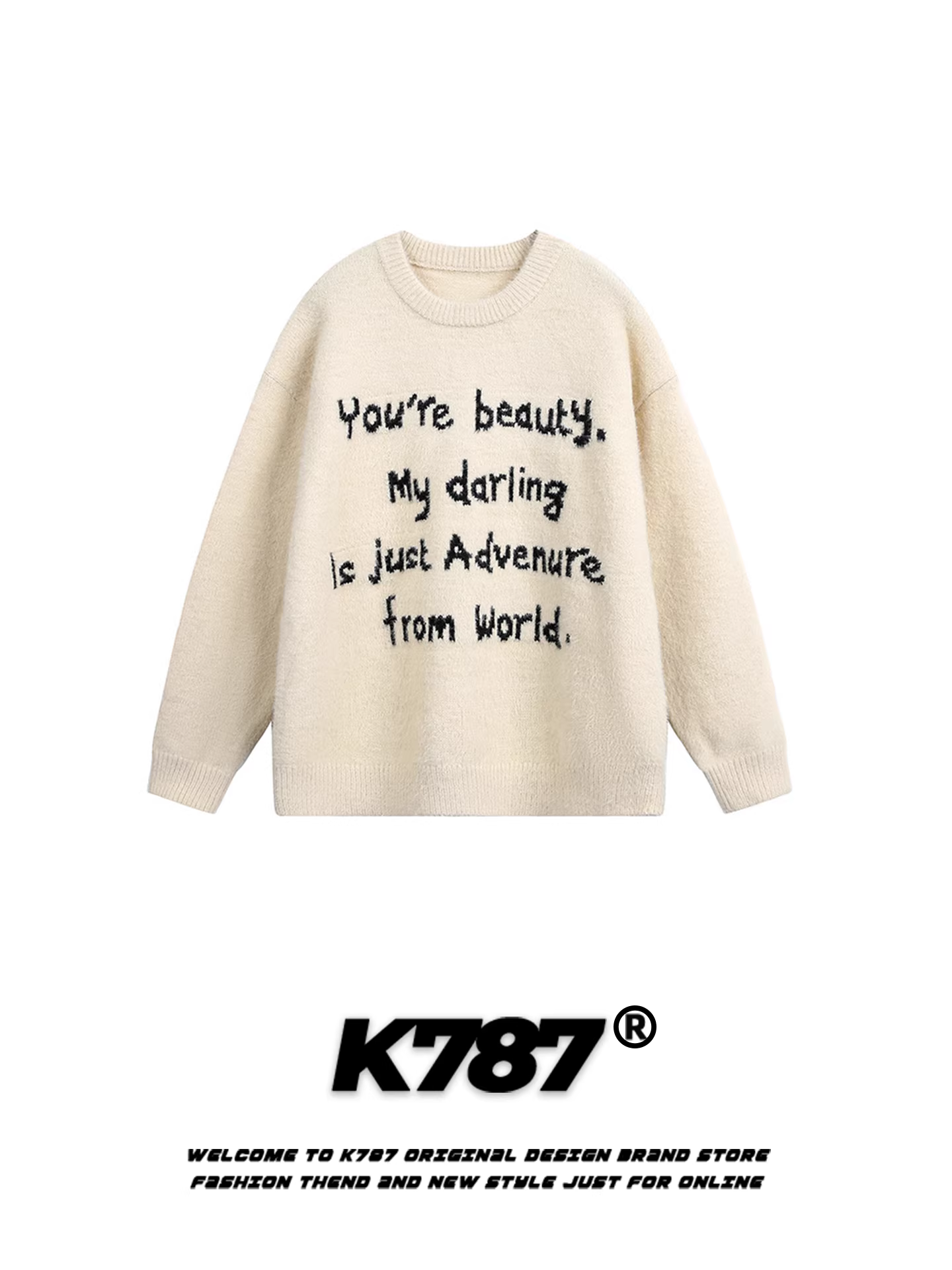 Áo len dệt kim cổ tròn kiểu Mỹ cổ điển K787 dành cho nam và nữ, phong cách năng động, mềm mại và trẻ trung, thích hợp cho mùa đông.