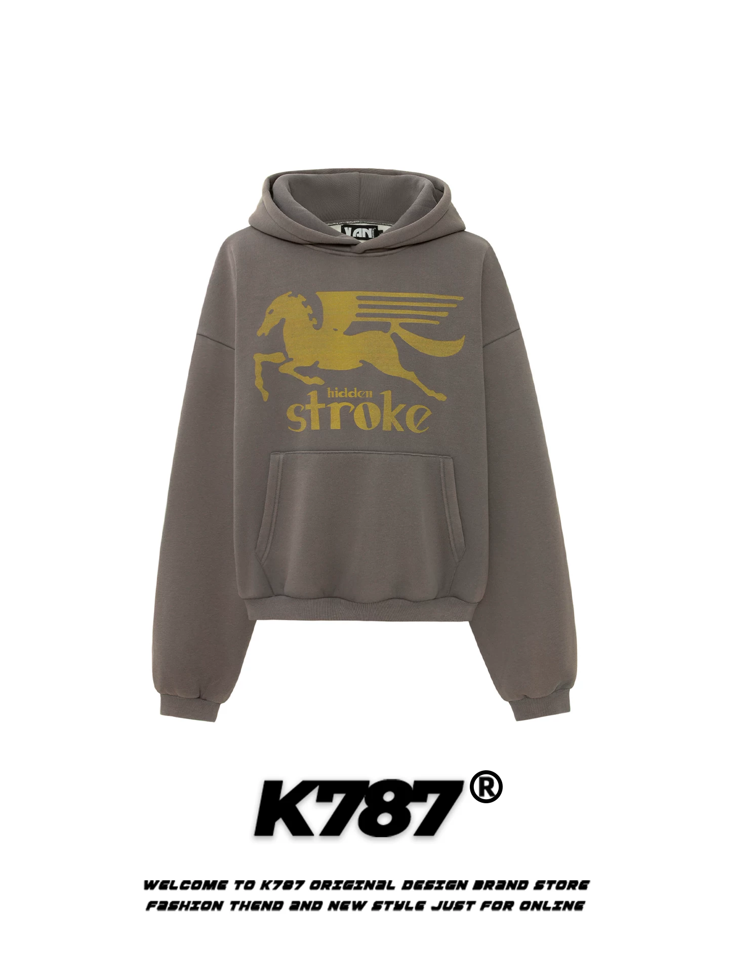 Áo hoodie in họa tiết ngựa phong cách đường phố Mỹ K787 dành cho nam và nữ, áo khoác hoodie cặp đôi ấm áp, lót lông cừu, kiểu dáng rộng rãi, hợp thời trang