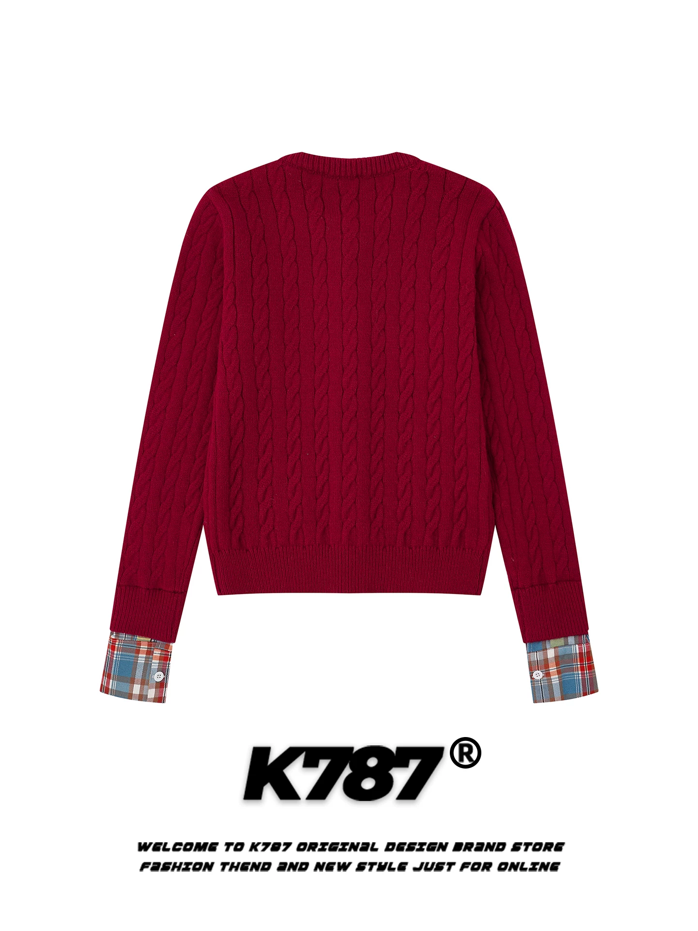 Áo len cardigan thêu hình quả táo kiểu Mỹ K787 dành cho nữ, áo khoác len ngắn màu đỏ đô phong cách lười biếng