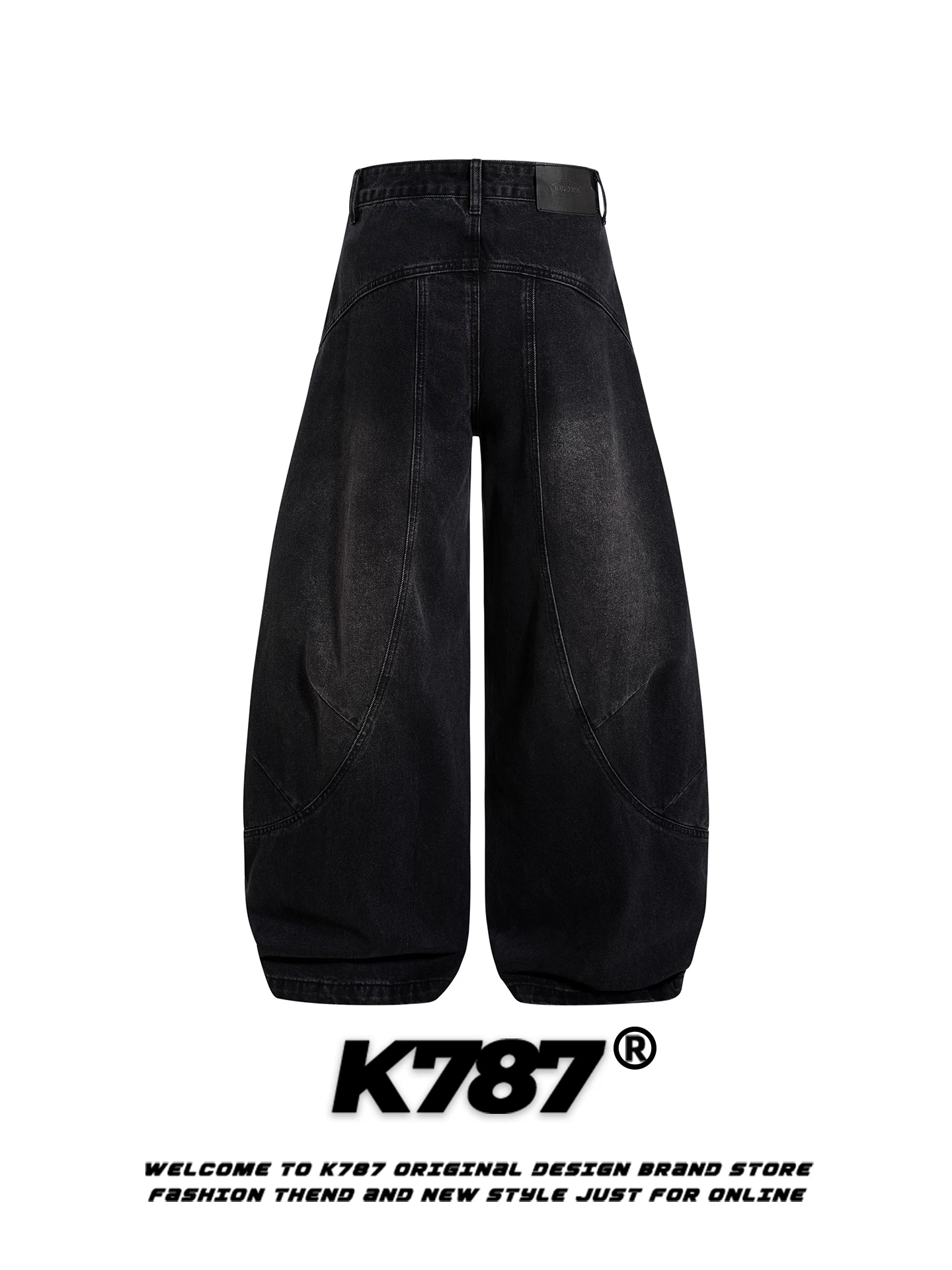 Quần jeans K787 kiểu Mỹ cổ điển, xước mài, dáng lửng, unisex, phong cách đường phố, thiết kế phá cách, phối vải, xu hướng quốc dân, ống rộng