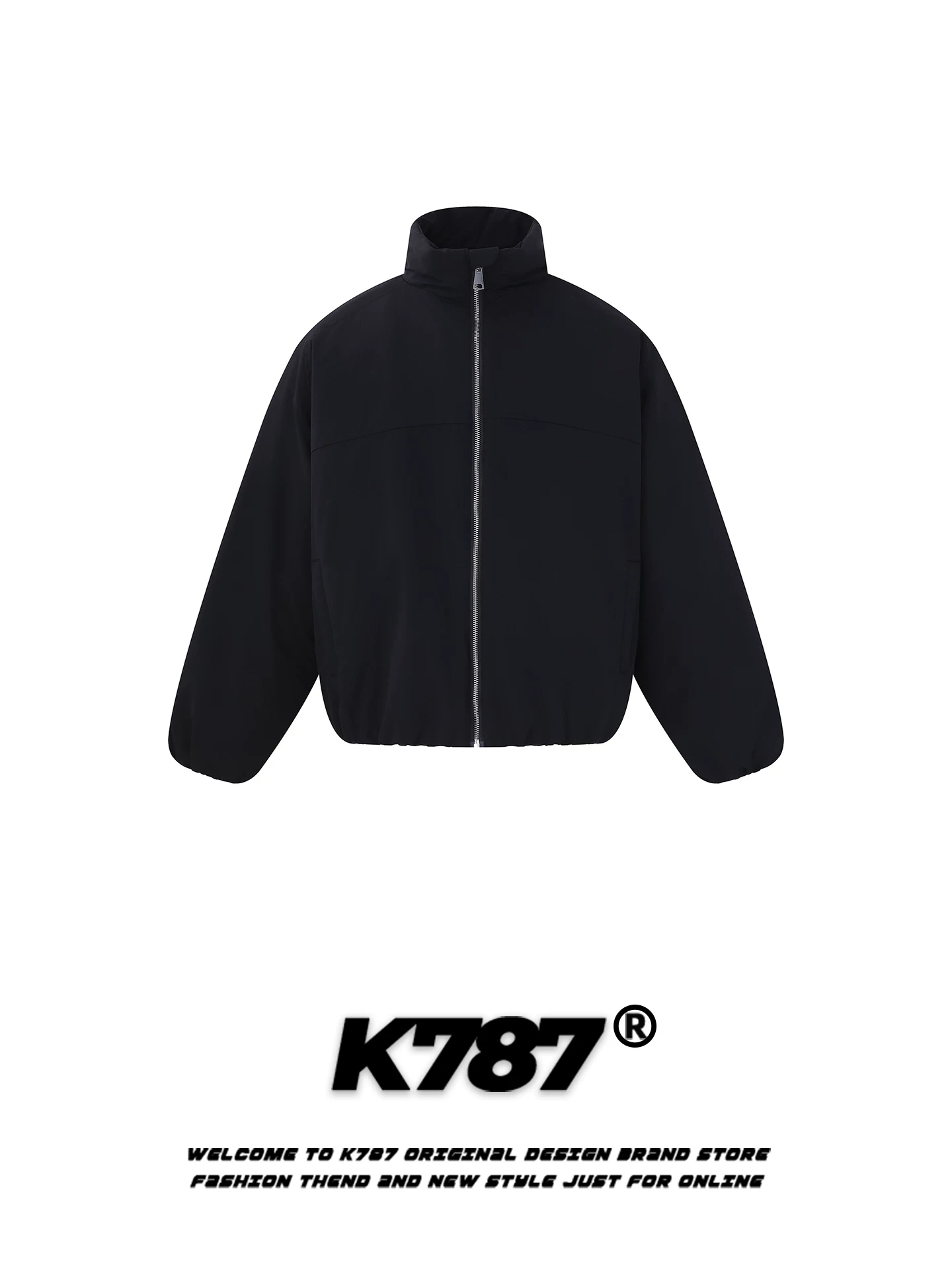Áo khoác cotton cổ đứng màu trơn đơn giản kiểu Mỹ K787 dành cho nam và nữ, dáng rộng, ấm áp và dày dặn, áo khoác phao cặp đôi mùa đông 2025.