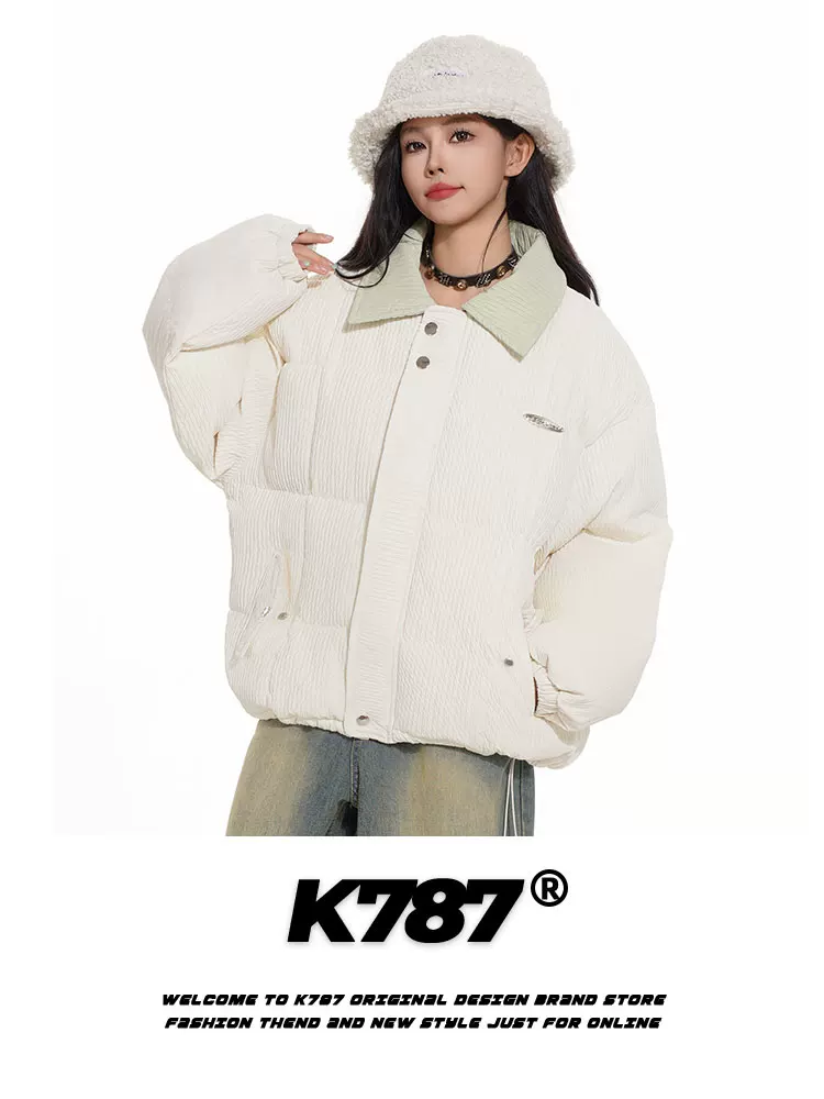 Áo khoác cotton cổ điển kiểu Trung Quốc K787 dành cho nam và nữ, áo khoác cotton sọc phong cách đại học đa năng mùa đông dành cho cặp đôi