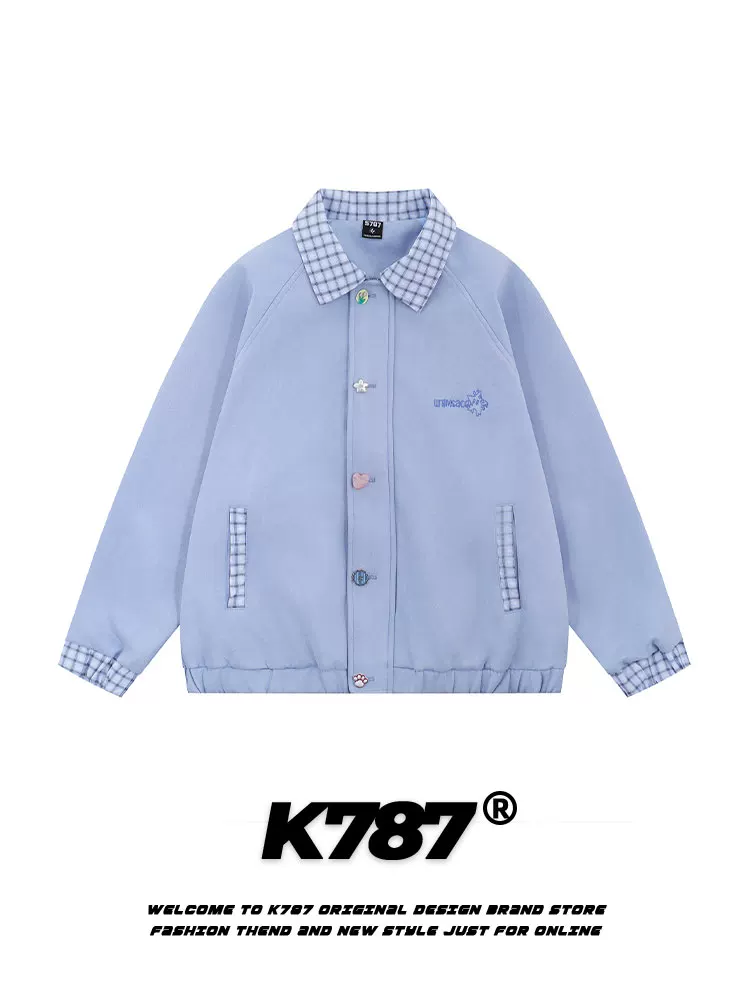 Áo khoác kiểu Mỹ cổ điển K787 dành cho nam và nữ, kiểu dáng rộng rãi, đa năng, phong cách cổ điển, áo khoác bóng chày dành cho cặp đôi