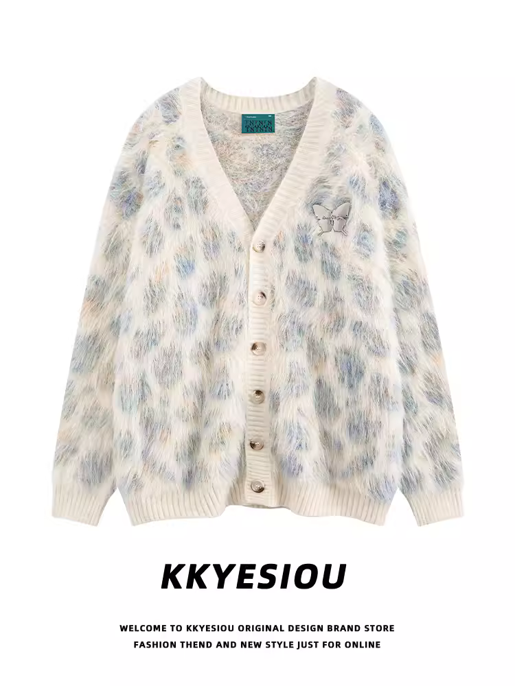 Áo len dệt kim cặp đôi KKyesiou kiểu retro Mỹ dành cho nam và nữ, áo len cổ điển phong cách preppy cao cấp