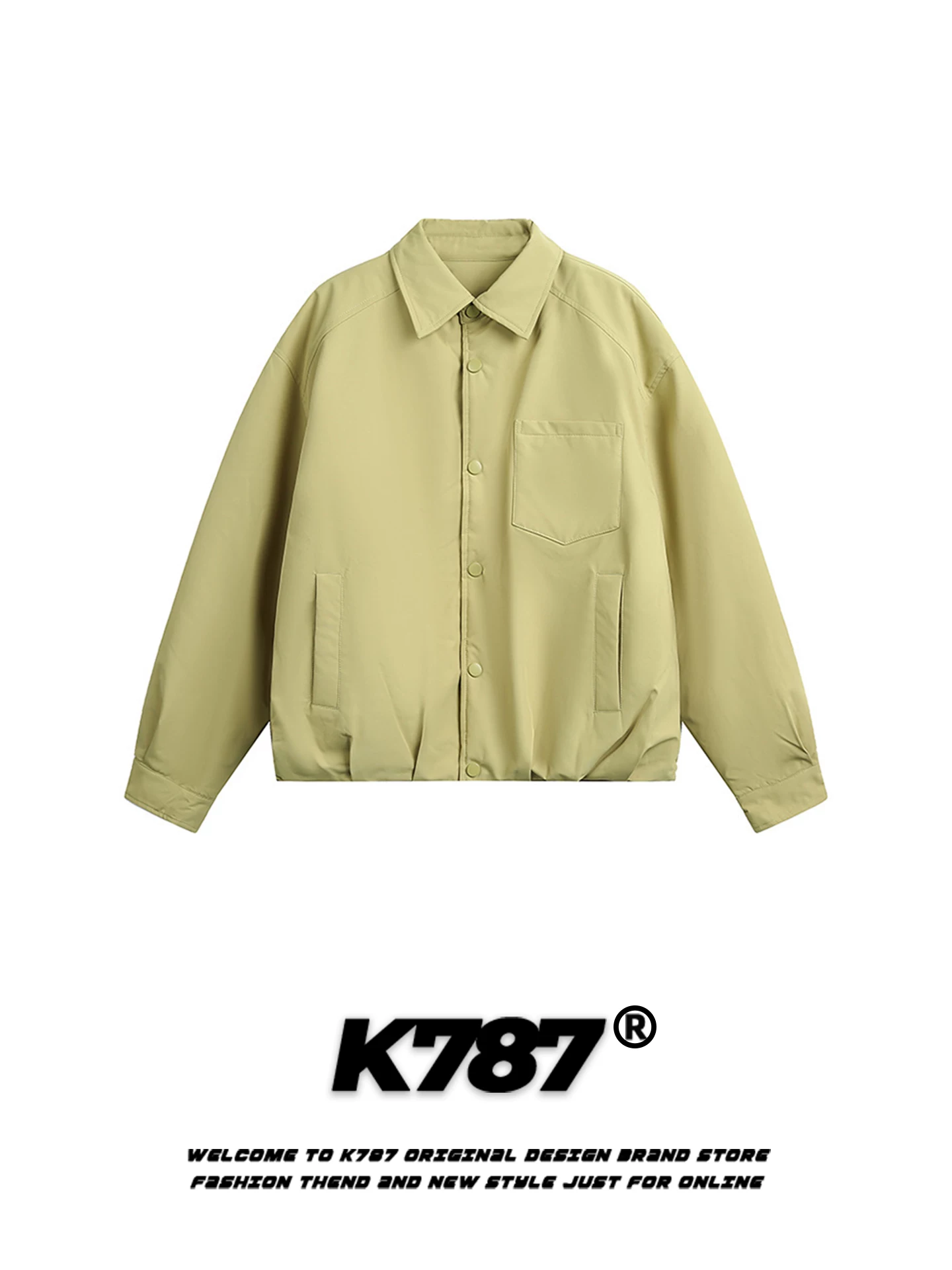 Áo khoác cotton đơn sắc cổ điển kiểu Mỹ K787 dành cho nam và nữ, dáng rộng, dày dặn cho mùa đông, áo khoác cotton ấm áp dành cho cặp đôi.