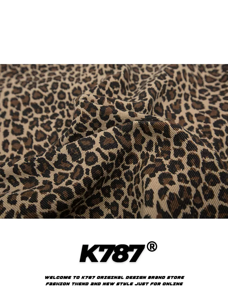 K787 Áo sơ mi ngắn tay họa tiết da báo cổ điển Mỹ Hello Kitty dành cho nam và nữ cổ điển đường phố cao cấp hiphop áo đôi