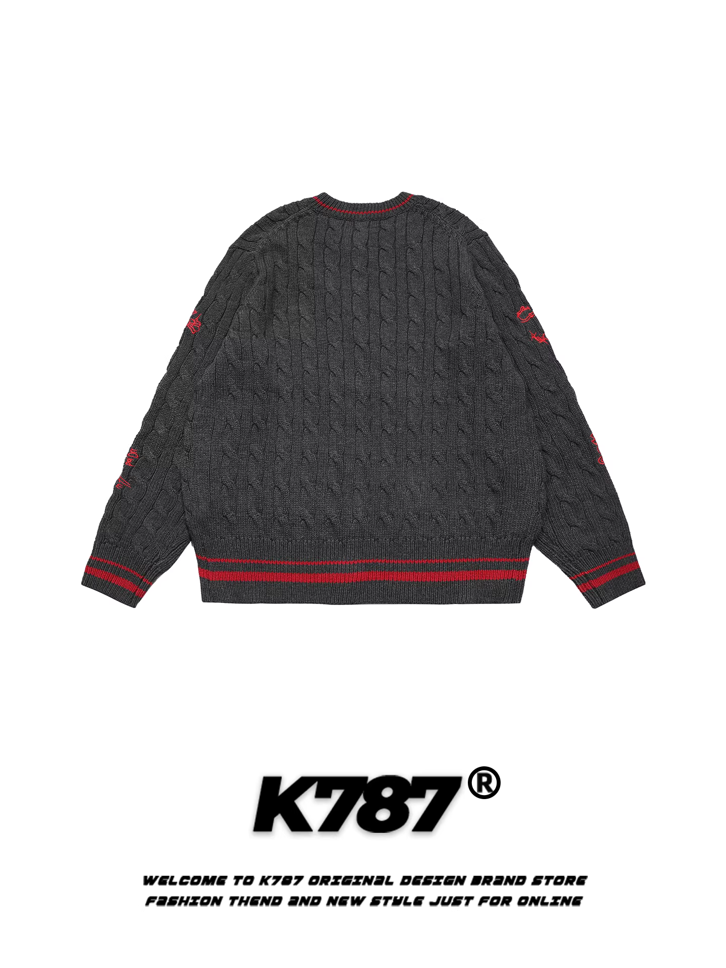 Áo len cardigan cổ tròn thêu kiểu Mỹ cổ điển K787 dành cho nữ, ôm dáng, eo thon, áo khoác ngắn dệt kim