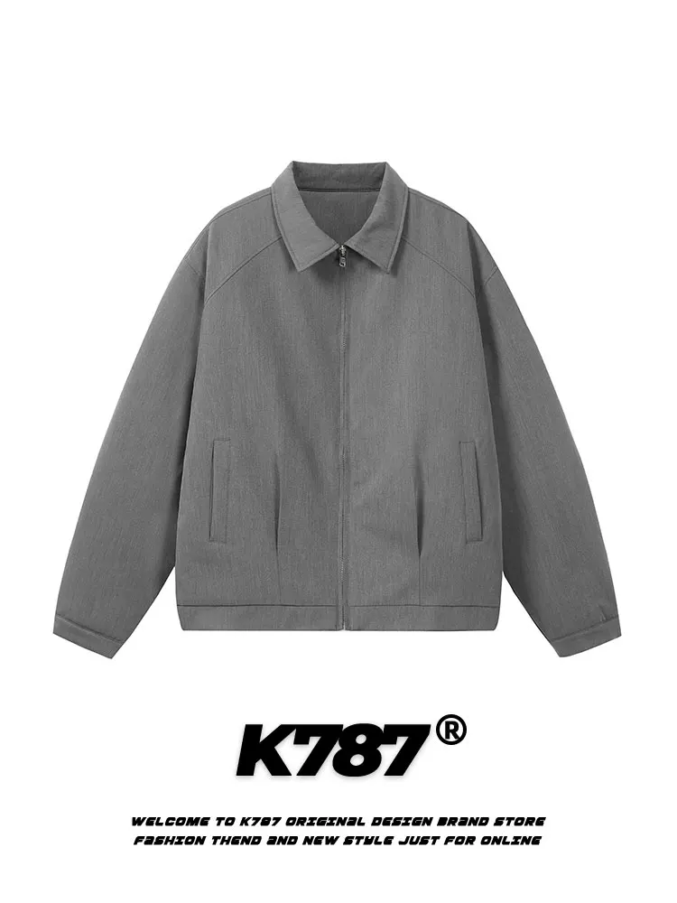 Áo khoác cotton cổ điển kiểu Mỹ K787, màu trơn, dáng ôm, unisex, xu hướng quốc dân, đa năng, mùa đông 2024