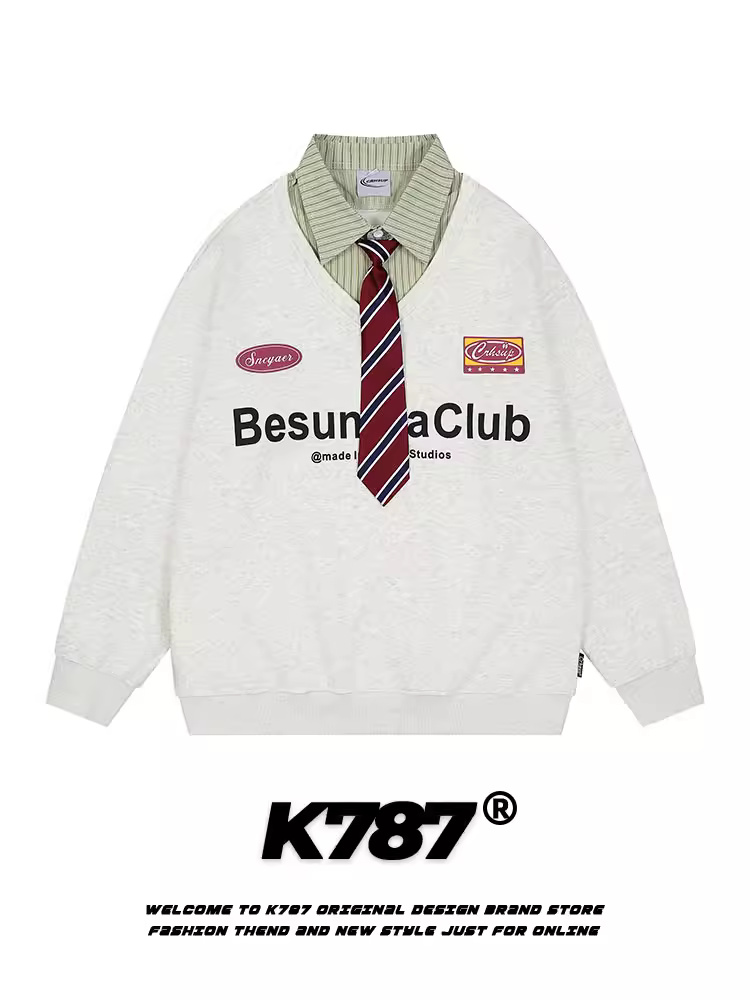 Áo khoác nỉ giả hai lớp kiểu Mỹ cổ điển K787 dành cho nam và nữ, kiểu dáng thời trang, đa năng, dày dặn, áo cặp mùa đông