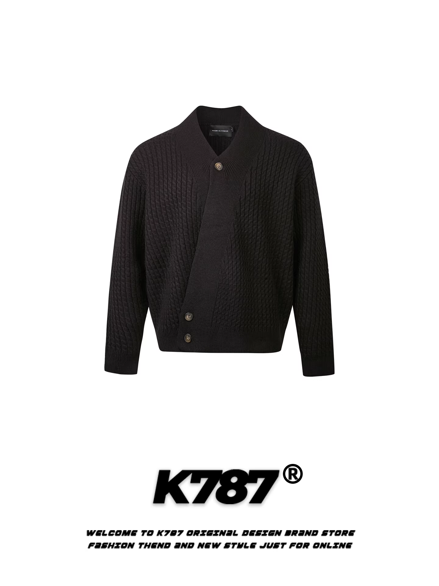 Áo len cardigan cổ chữ V họa tiết retro Mỹ K787 dành cho nam và nữ, phong cách tiền cổ điển, phong cách lười biếng, đồ dệt kim cặp đôi giản dị.