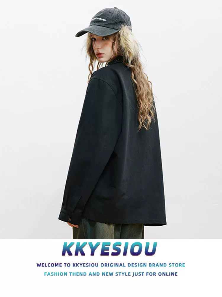 Áo khoác KKyesiou kiểu Mỹ cổ điển, hợp thời trang, may viền nổi bật dành cho nam và nữ, thiết kế đường phố, áo khoác bóng chày đa năng dành cho cặp đôi