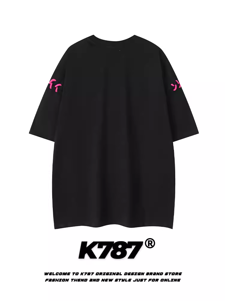 K787 Áo thun ngắn tay in chữ phong cách retro quốc gia Mỹ dành cho nam và nữ áo thun oversize dành cho cặp đôi